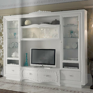 traditional TV wall unit / wooden / lacquered wood