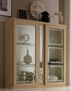 contemporary display case / glass / wooden