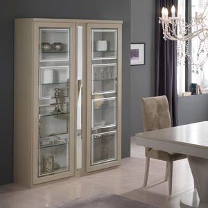 contemporary display case / glass / wooden