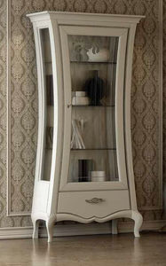 classic display case / floor-standing / glass / lacquered wood