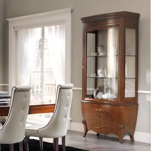 classic display case / floor-standing / glass / wooden