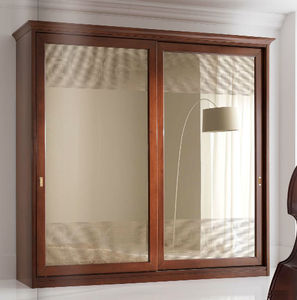 traditional wardrobe / wooden / lacquered wood / sliding door