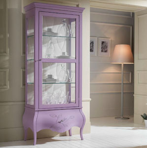 traditional display case / with legs / glass / lacquered wood