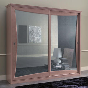 traditional wardrobe / wooden / lacquered wood / with sliding door