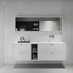 wall-hung washbasin cabinet / laminate / metal / resin