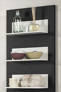 wall-mounted shelf / contemporary / lacquered wood / bathroom