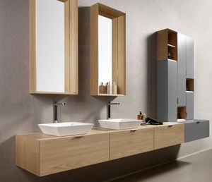 double washbasin cabinet / wall-hung / laminate / metal