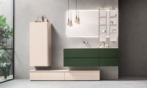 double washbasin cabinet / wall-hung / melamine / wooden