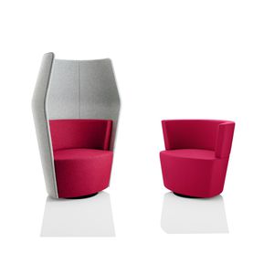 contemporary visitor chair / fabric / upholstered / high-back