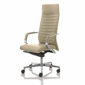contemporary executive chair / leather / fabric / on casters