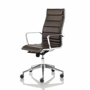 contemporary executive chair / leather / fabric / on casters