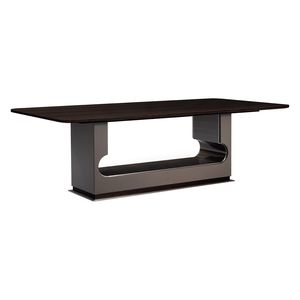 contemporary table / wooden / leather / rectangular