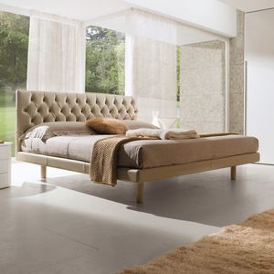 double bed / contemporary / upholstered / with headboard