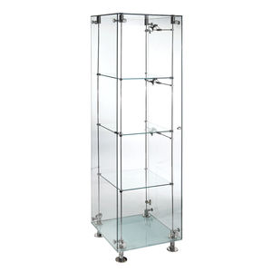contemporary display case / glass / stainless steel / illuminated