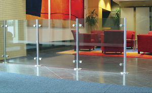 floor-mounted office divider / glass / modular