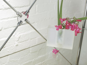 contemporary shelf / metal / glass