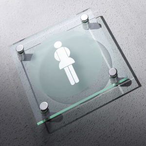 wall-mounted signage plate / glass / for sanitary facilities