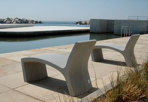 contemporary lounge chair / engineered stone / outdoor / for public areas