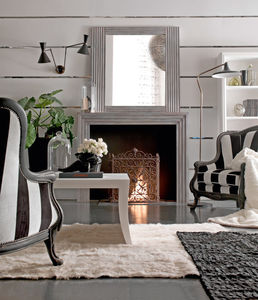 wood-burning fireplace / contemporary / open hearth / wall-mounted