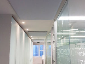 ceiling acoustic panel / metal / imitation wood