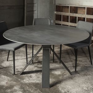 contemporary dining table / steel / ceramic / concrete