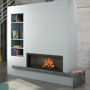 wood-burning fireplace / contemporary / closed hearth / built-in