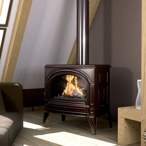 wood heating stove / traditional / cast iron / double-combustion