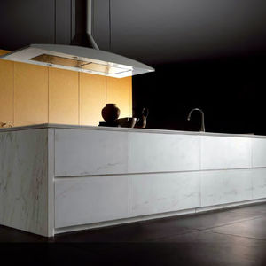 contemporary kitchen / wooden / marble / island