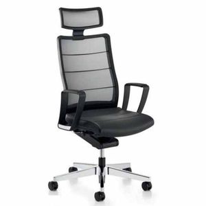 contemporary executive chair / mesh / leather / swivel