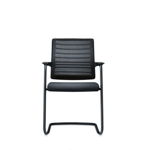 contemporary visitor chair / mesh / metal