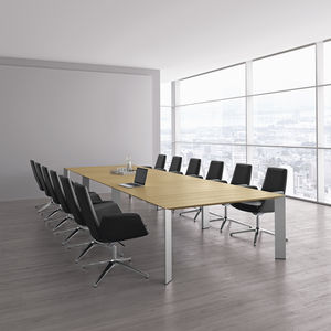 contemporary boardroom table / wood veneer / aluminum / laminate