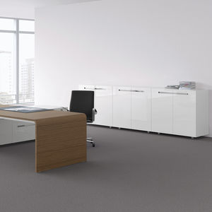 low filing cabinet / wood veneer / laminate / with hinged door