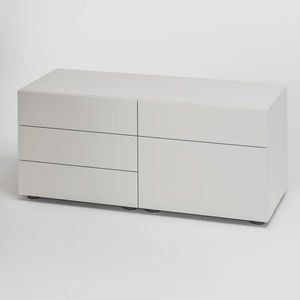 low filing cabinet / wood veneer / laminate / with drawers