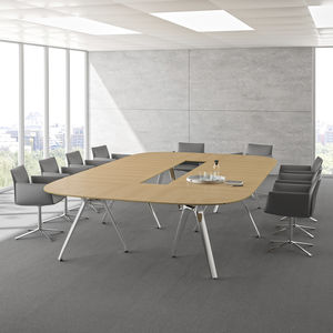 contemporary conference table / wood veneer / rectangular / oval