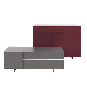 high sideboard / contemporary / lacquered wood / oak