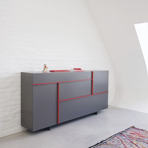 high sideboard / contemporary / walnut / solid wood