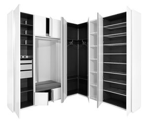 corner wardrobe / contemporary / walnut / aluminum