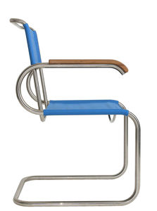 Bauhaus design chair / with armrests / fabric / leather