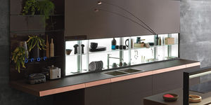 contemporary shelf / glass / for kitchens / illuminated