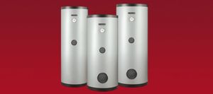 solar water heater / free-standing / vertical / with twin coils