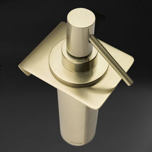 wall-mounted soap dispenser / plastic / chrome-plated brass / gold-plated brass