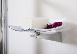 wall-mounted soap dish / metal / plastic