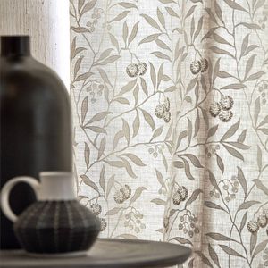 curtain fabric / floral pattern / cotton / linen