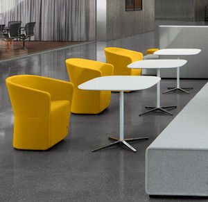 contemporary visitor armchair / fabric / leather / swivel