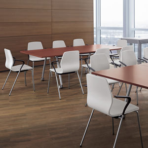 contemporary visitor chair / tablet / stackable / with armrests