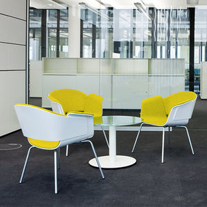 contemporary visitor chair / with armrests / upholstered / swivel