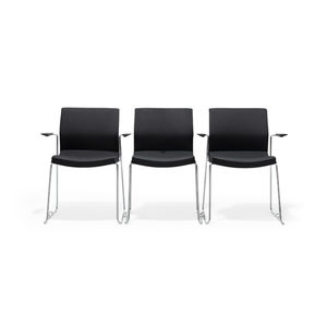 upholstered conference chair / with armrests / stackable / sled base