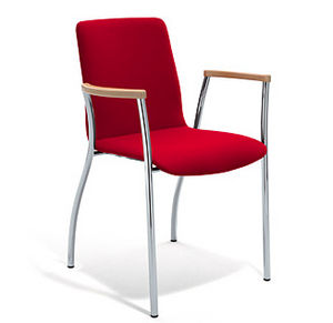 contemporary visitor chair / fabric / steel / leather