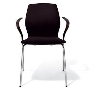 contemporary visitor chair / with armrests / upholstered / stackable