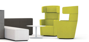 contemporary visitor armchair / fabric / swivel / with headrest